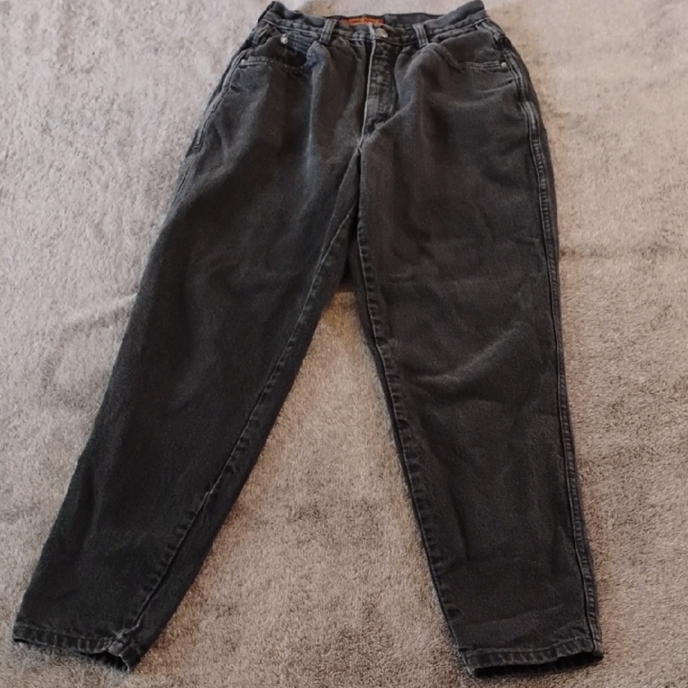 Vintage Bonjour High Waist Washed Black Jeans Unsized Actual Waist 27"